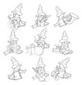 Vector Illustration of a Cute Cartoon Character Ghost for you Design and Computer Game. Coloring Book Outline Set